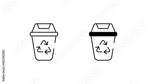 Recycling Bin icon design with white background stock illustration