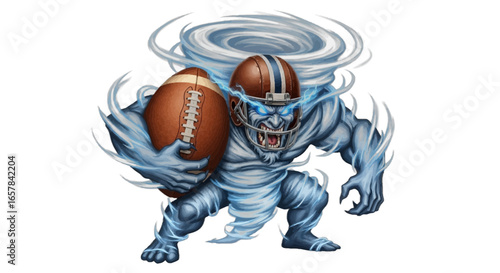 Dynamic football monster ready to dominate the game with powerful electric energy and grit