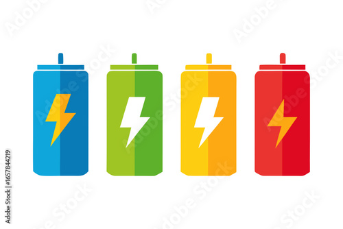 colorful set of Energy drink vector silhouette illustration isolated on white background