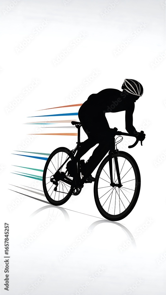 Naklejka premium Silhouette of cyclist in motion