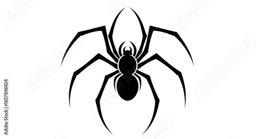 Stylized silhouette illustration of a symmetrical spider on a white background