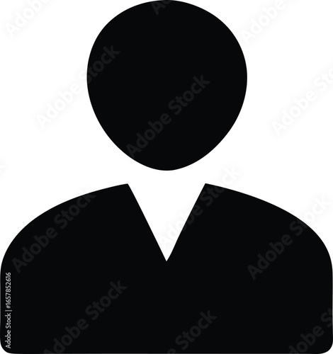 Simple black silhouette of a person icon. Vector illustration for a user profile avatar. v.1.eps