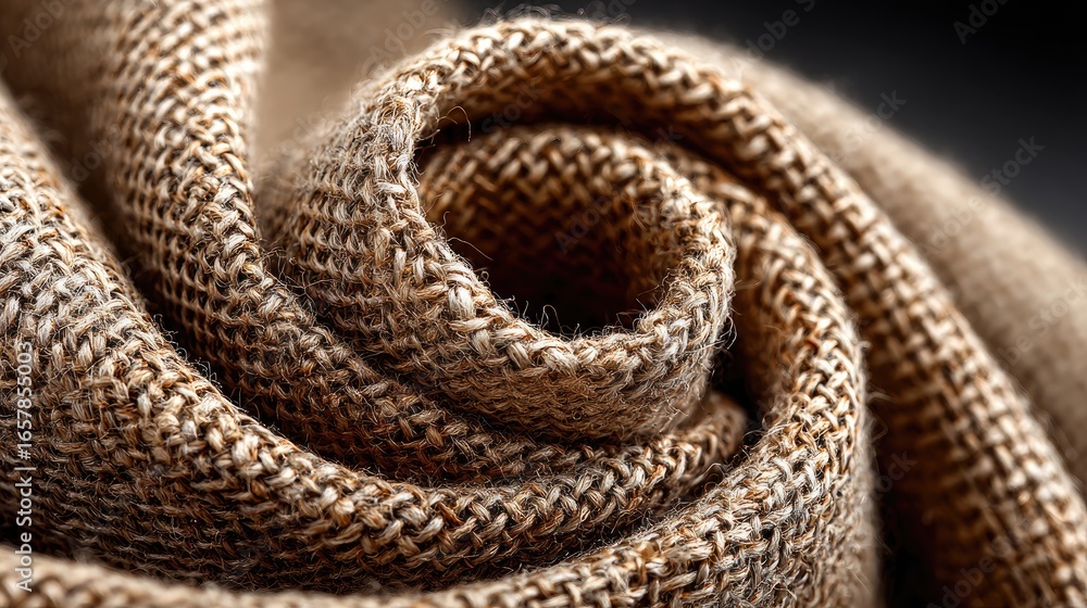 Fototapeta premium Close-up of textured, rolled burlap