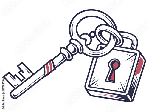 Elegant vintage key graphic for real estate or business. A simple, stylized, vintage-style key graphic overlays the word "KEY" in a clean, modern design. 