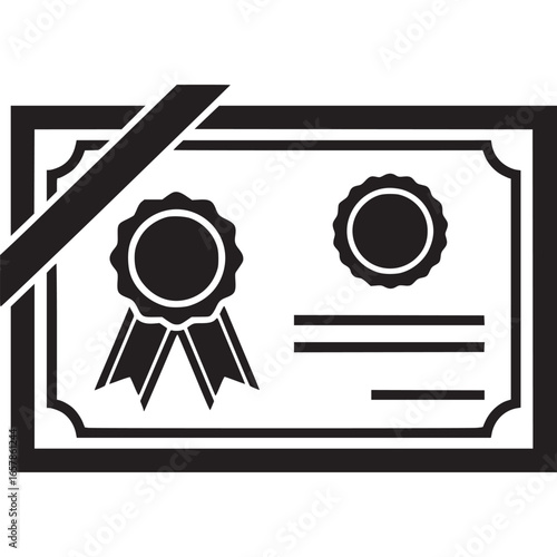 black certificate with ribbon and seals clip art preview