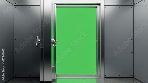 Wallpaper Mural Open vault door revealing a green screen Torontodigital.ca