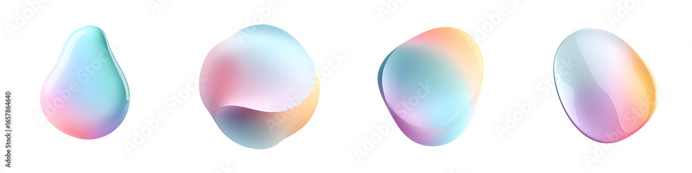 Obraz premium Abstract Gradient Shapes, Trendy Blob Set