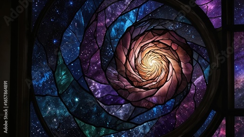 Cosmic Spiral Stained Glass