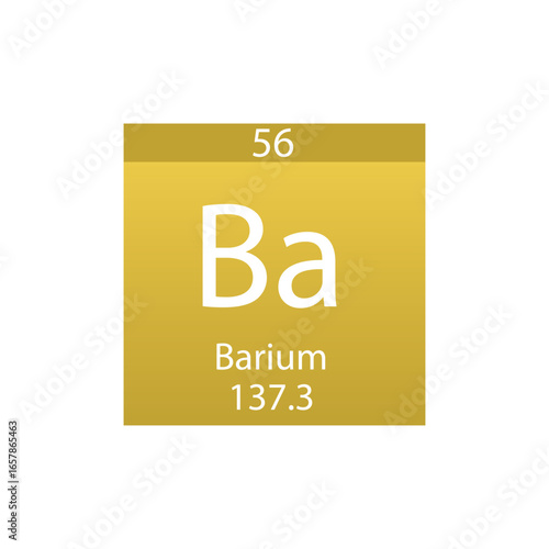 Ba Barium Alkaline earth metal Chemical Element Periodic Table. Simple flat square vector illustration, simple clean style Icon with molar mass and atomic number for Lab, science or chemistry class.