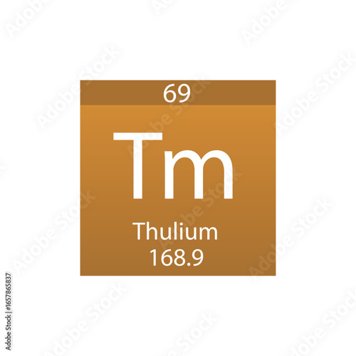 Tm Thulium Lanthanide Chemical Element Periodic Table. Simple flat square vector illustration, simple clean style Icon with molar mass and atomic number for Lab, science or chemistry class.