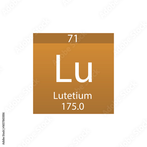 Lu Lutetium Lanthanide Chemical Element Periodic Table. Simple flat square vector illustration, simple clean style Icon with molar mass and atomic number for Lab, science or chemistry class.