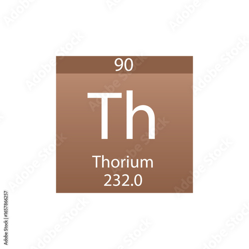 Th Thorium Actinoid Chemical Element Periodic Table. Simple flat square vector illustration, simple clean style Icon with molar mass and atomic number for Lab, science or chemistry class.