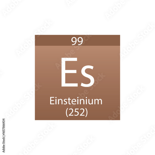 Es Einsteinium Actinoid Chemical Element Periodic Table. Simple flat square vector illustration, simple clean style Icon with molar mass and atomic number for Lab, science or chemistry class.