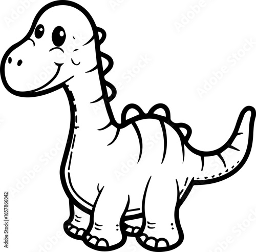 Cute black vector dinosaur character designed for children's illustrations or educational materials