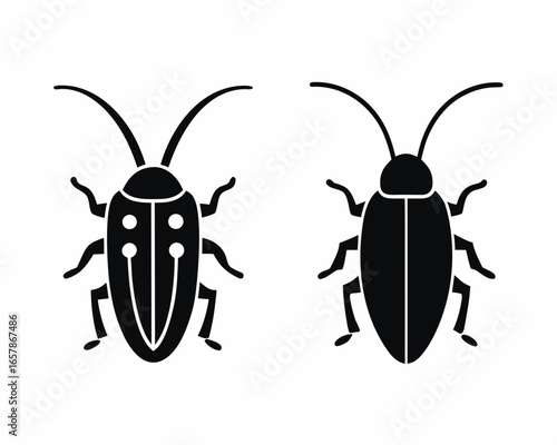 Cockroach icon vector silhouette isolated on white background