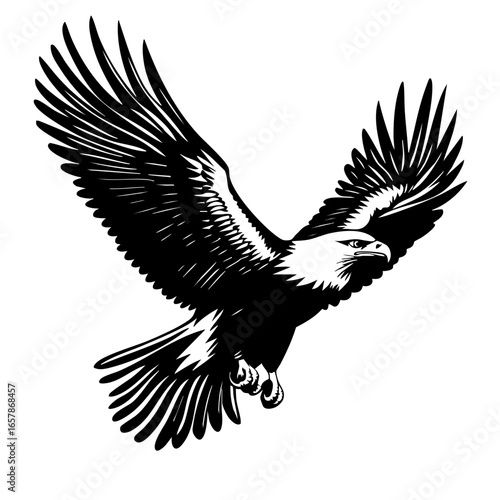 Eagle with outstretched wings soaring in flight, captivating nature's majesty and power