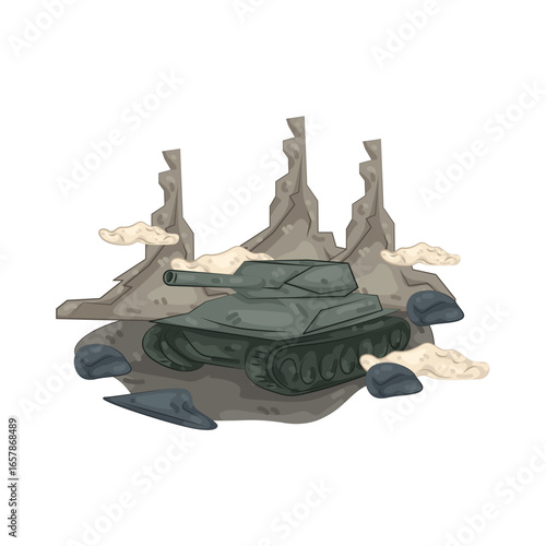 Illustration of Tank in a Desert Landscape