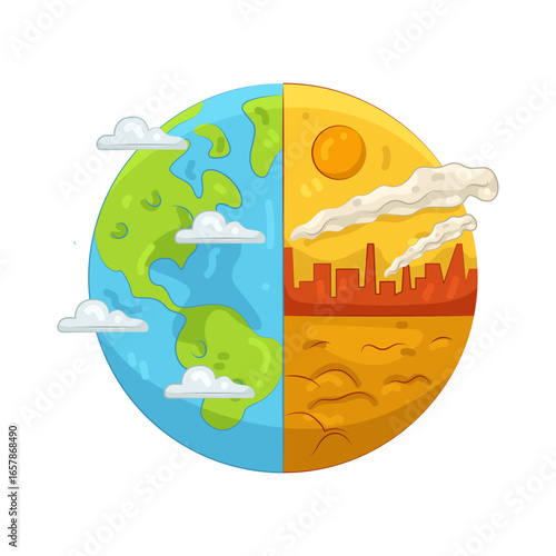 Illustration of Climate Change Showing Earth's Degradation