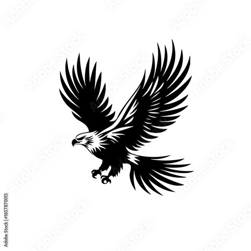 Majestic black eagle soaring gracefully with outstretched wings in pursuit of freedom and adventure