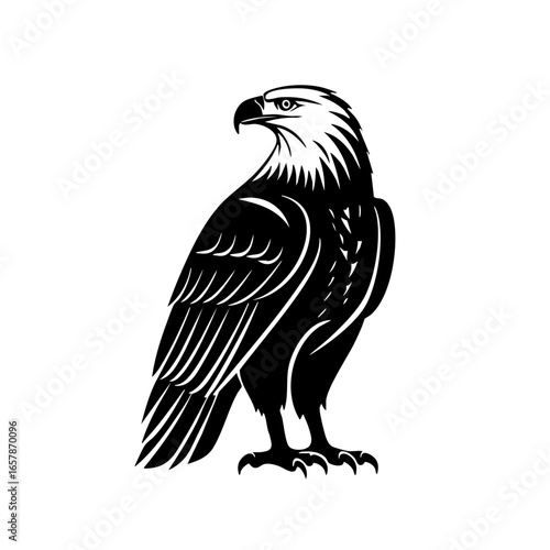 Eagle silhouette showcasing detailed feathers and sharp features indicative of strength and grace in nature