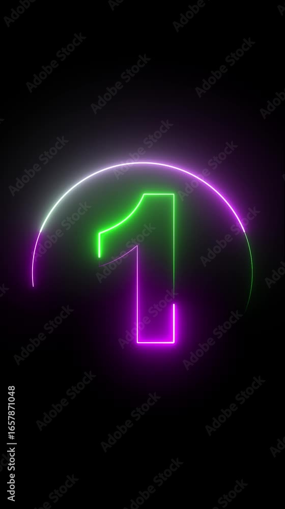 Neon bright glowing countdown timer from 5 to 0 seconds. Countdown from 5 to 0 ,glowing neon numbers with reflection on background . Neon bright glowing countdown timer from 5 to 0 seconds. Countdown from 5 to 0 ,glowing neon numbers with reflection on background .