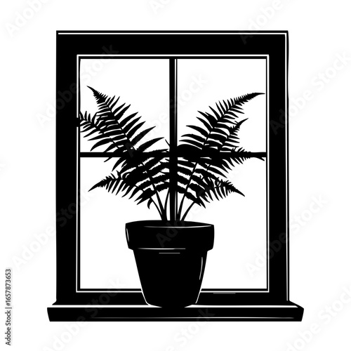 Decorative fern plant in a window pot adding charm to indoor spaces with a touch of nature and elegance