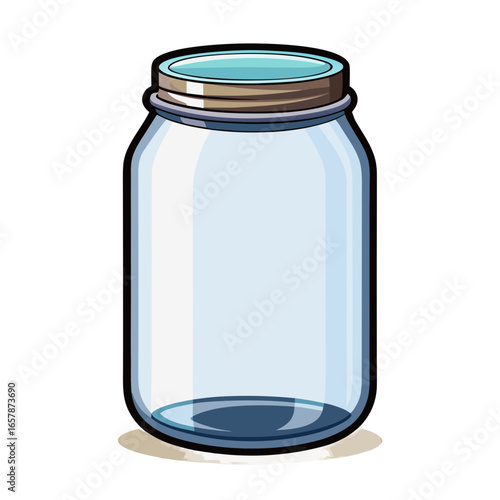  an empty glass mason jar with a metal lid, no background vector file.