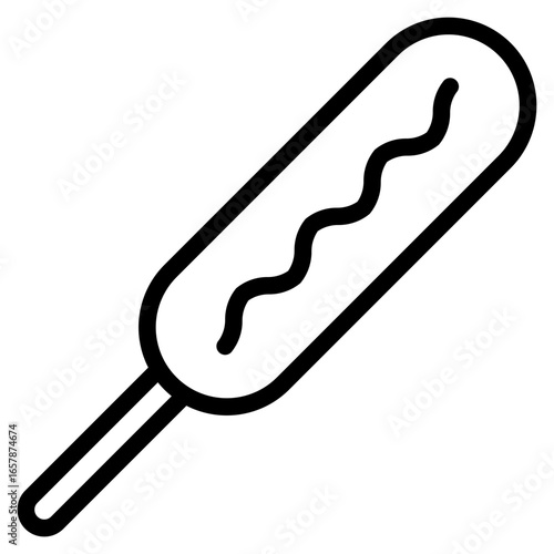 Corndog icon in line style, suitable for food, fast food and restaurant concept illustrations