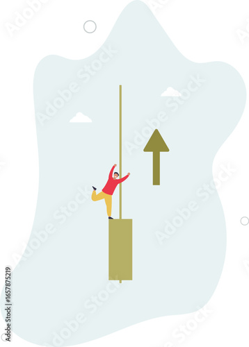trader caught the growth of the asset on the stock exchange. concept of cryptocurrencies.