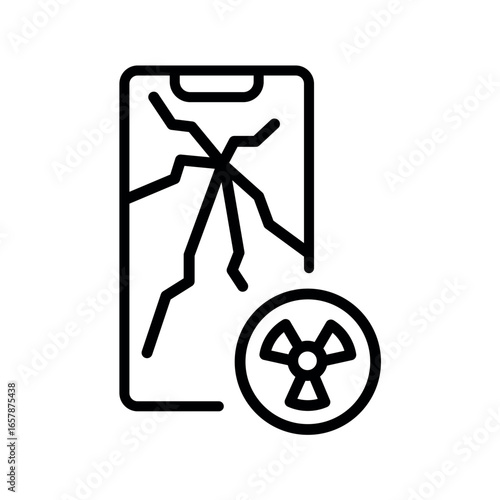 e waste toxic component black line icon for digital and print projects.