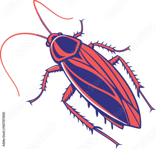 big size cockroach with silhouette vector colorful design