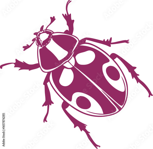 big size cow dung insect with silhouette vector colorful design