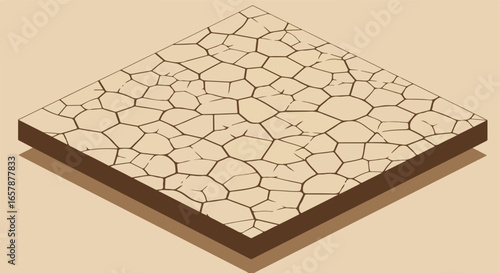 Desert Drought Parched Land Isometric Illustration. Use graphic design element