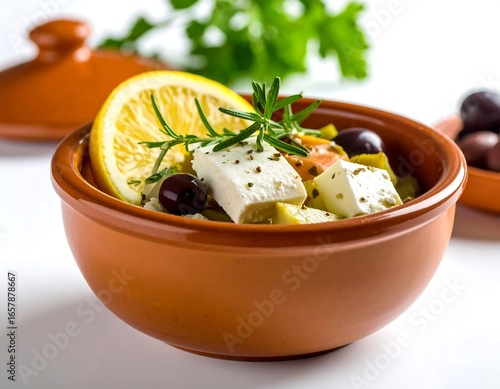 Mediterranean Dish in Terracotta Bowl