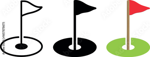 Golf course flag icon vector illustration design set vector file