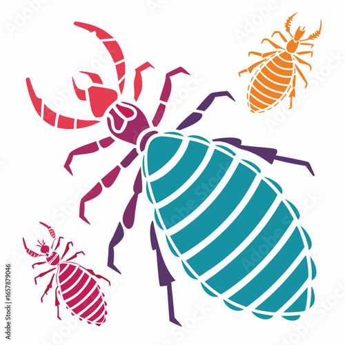 big size lice with silhouette vector colorful design