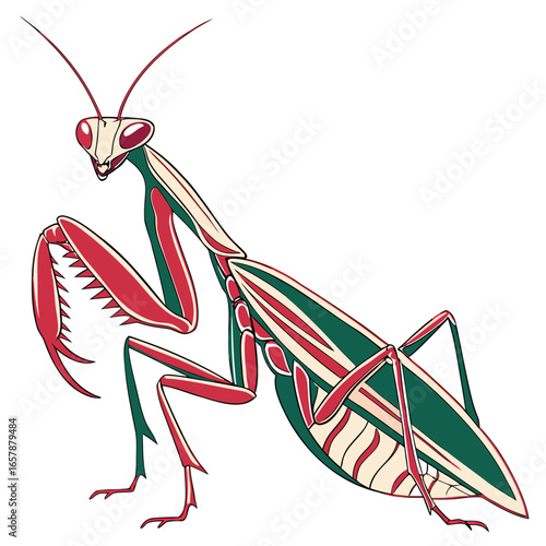 big size mantis with silhouette vector colorful design