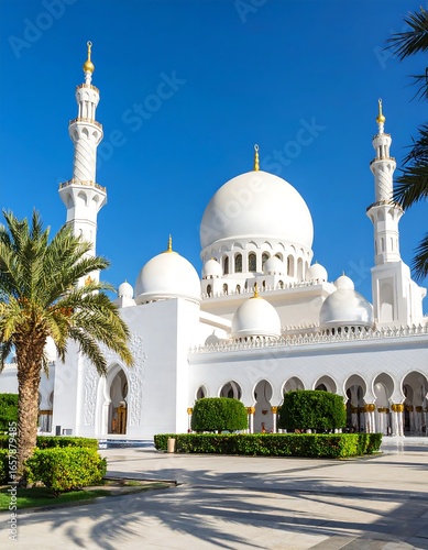 White mosque under a bright sky