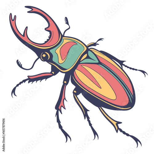 big size pterygote with silhouette vector colorful design, colorful insects illustration,  different harmful pest
