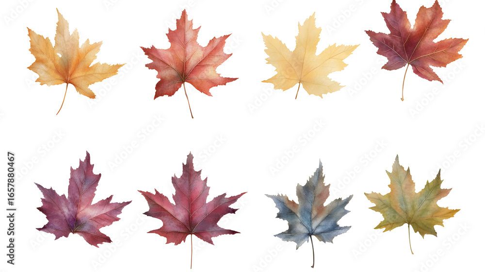 Fototapeta premium Maple leaves, leaf group pictures, autumn leaves, transparent pictures, png pictures