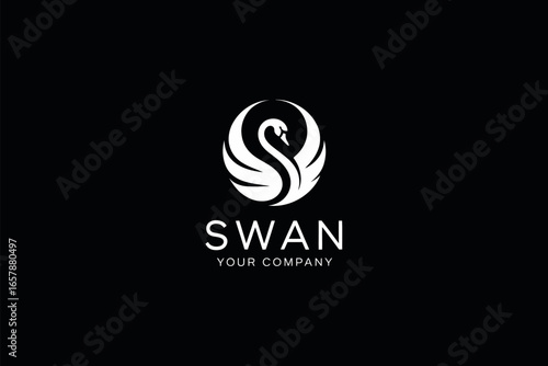 Elegant swan logo design for luxury brand and company use vector file