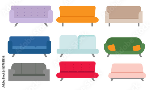Sofa Furniture Vector Collection Colorful Modern Design