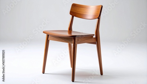Wooden chair—sleek, modern, and minimal; curved backrest and tapered legs evoke balance, craftsmanship, and quiet design integrity.