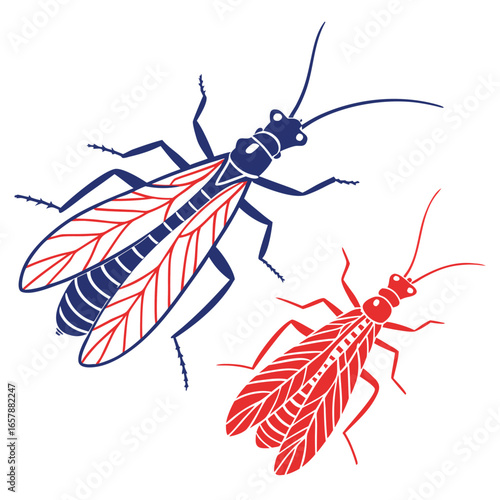 big size stoneflies with silhouette vector colorful design