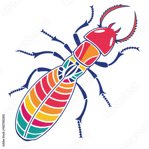 big size termite with silhouette vector colorful design