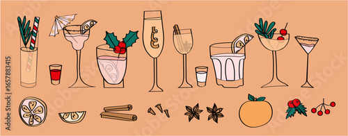festive cocktails and drink toppings collection