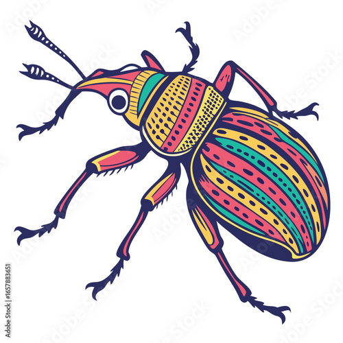 big size weevil with silhouette vector colorful design