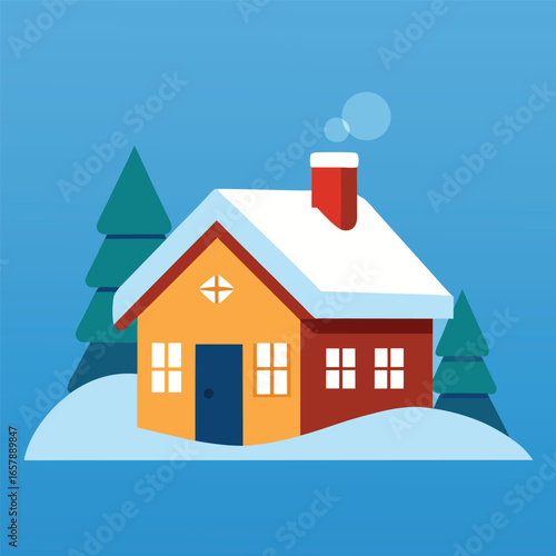 Snow-covered residential properties and architectural models illustrate a concept of a home in the sky