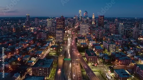 Aerial View of Hartford, Connecticut Cityscape at Dusk