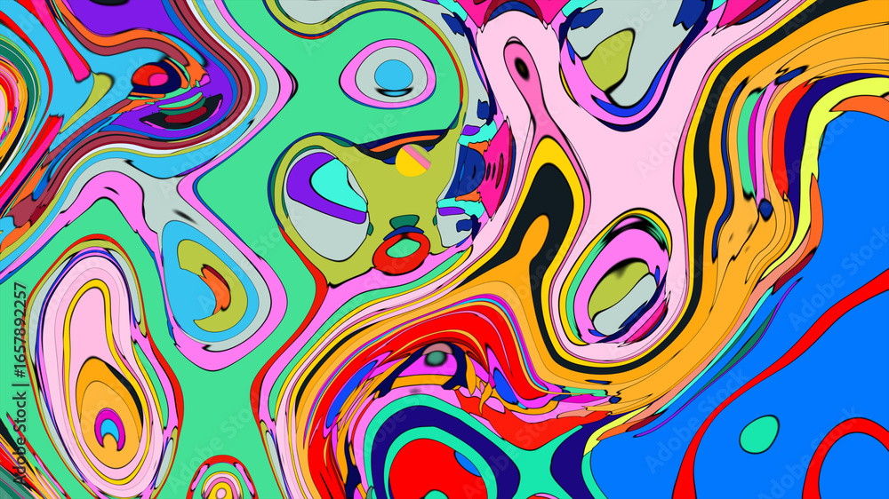 Fototapeta premium Colorful abstract psychedelic fluid background for music festival